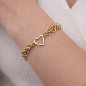 Brand New!! Multiple chain and heart bracelet with toggle